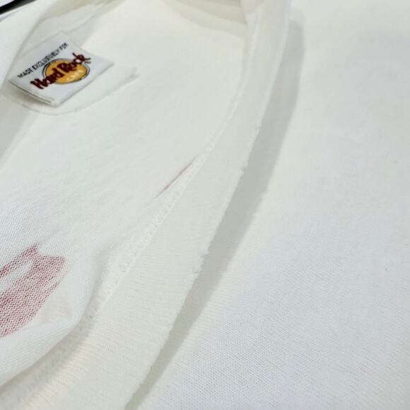 Vintage 90s Hard Rock Cafe CREED Shirt White Signature Series XVII L XL Thrashed - Picture 8 of 9